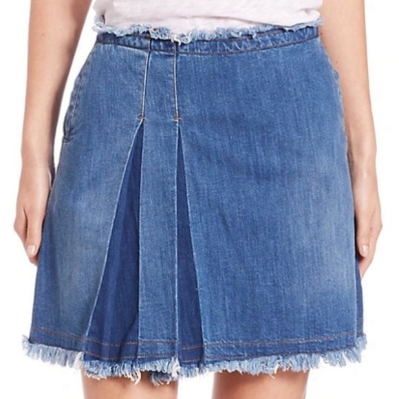 See By Chloe Indigo Denim Skirt Size 26 | Boho Western Chic Fringe Raw Hem - Picture 1 of 11